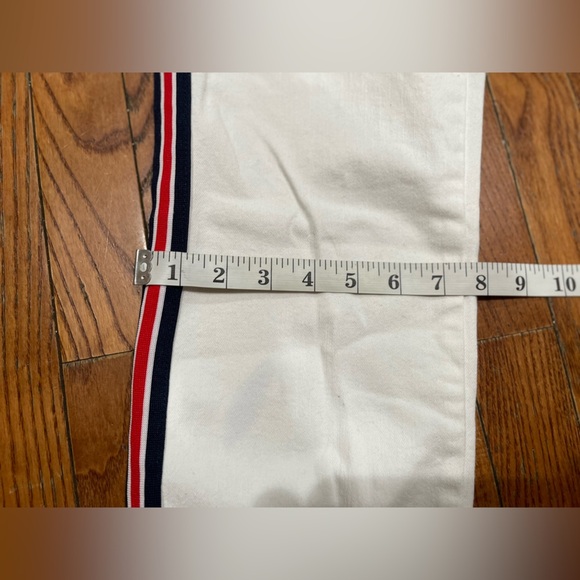 Women's White Pants with Striped Detail - Picture 3 of 14